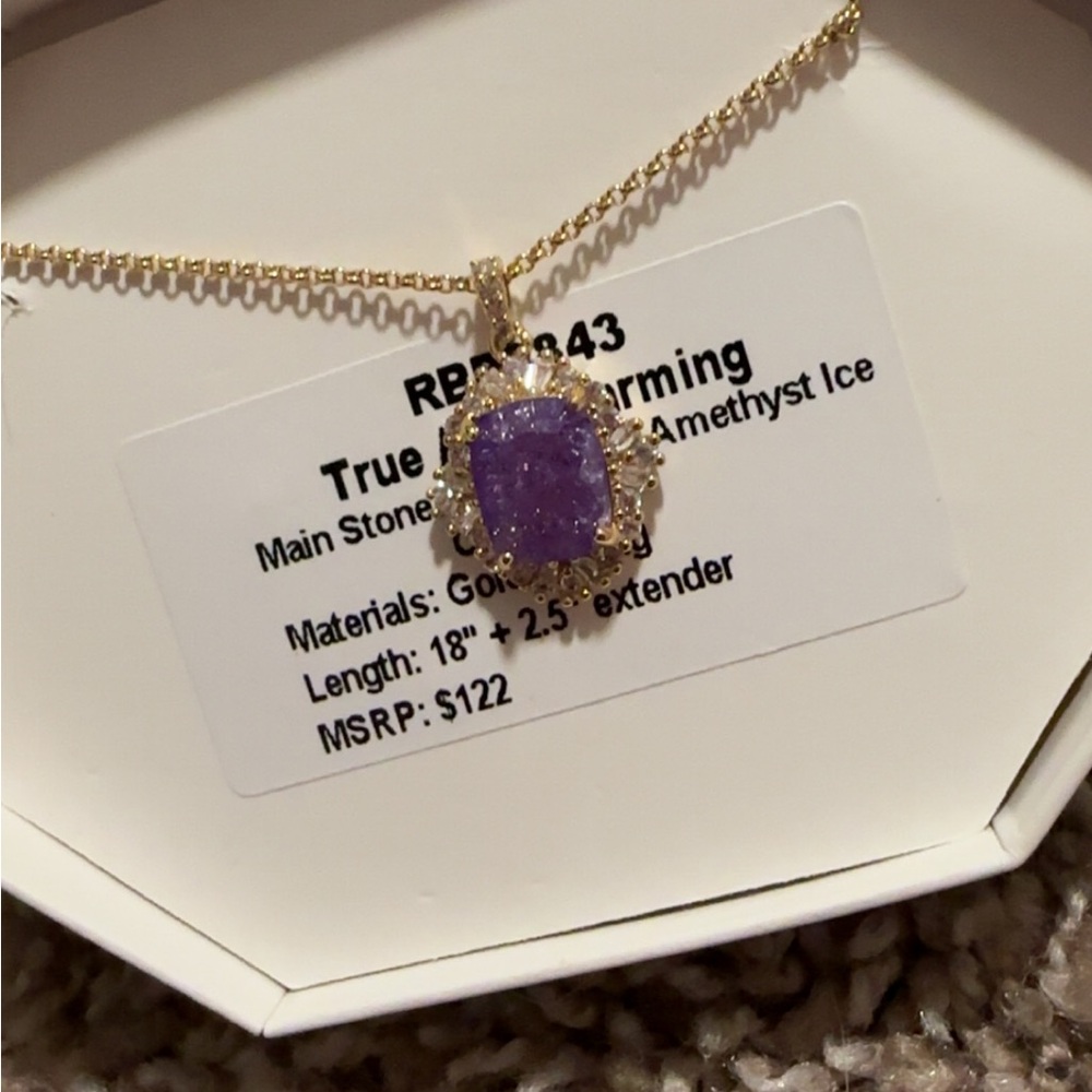Bomb Party Gold Amethyst Ice Pendant Necklace